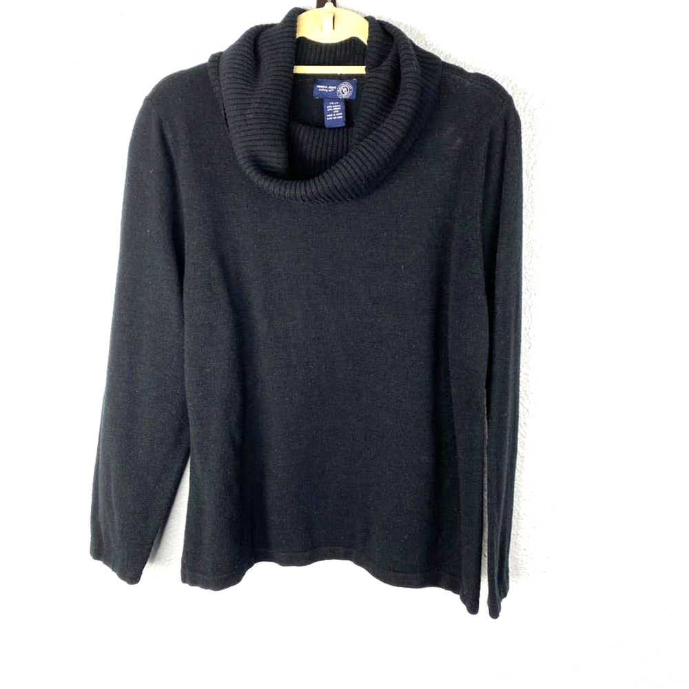 Venezia Jeans Black Cowl Neck Sweater Merino Wool Blend Size 14/16